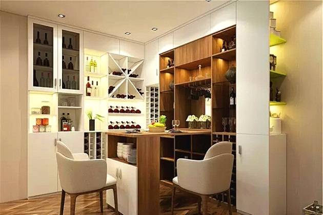 時(shí)尚L型帶吧臺(tái)酒柜