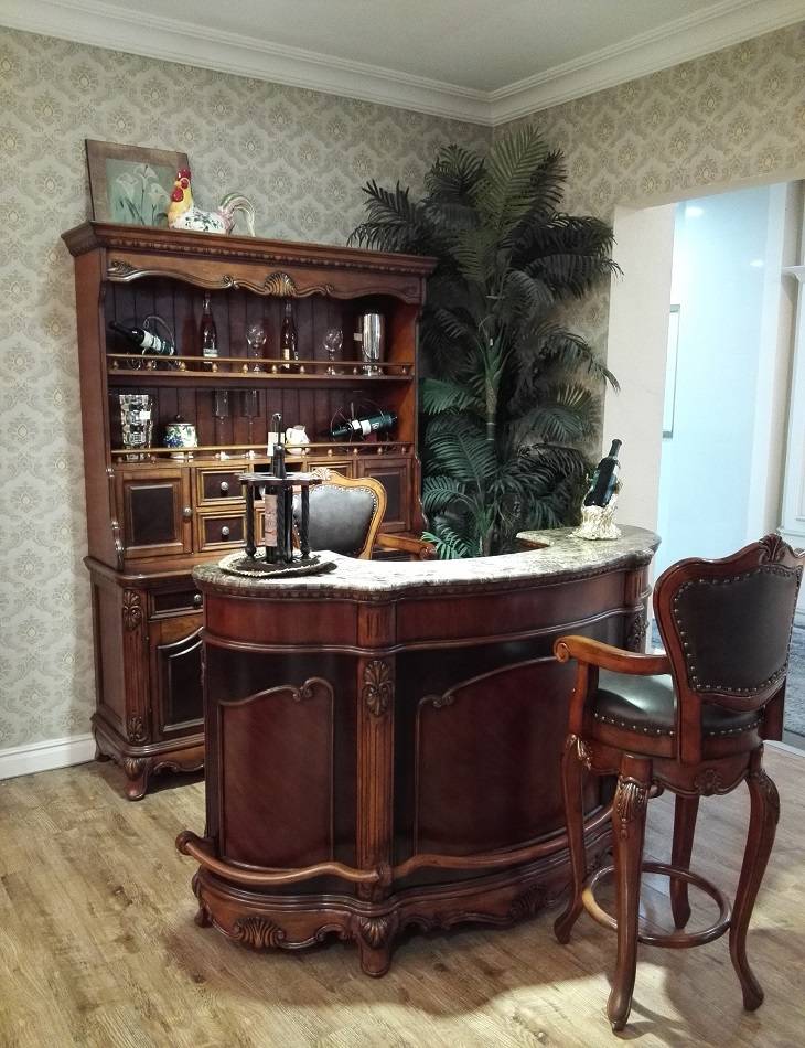 定制4平米一字型實木酒柜吧臺